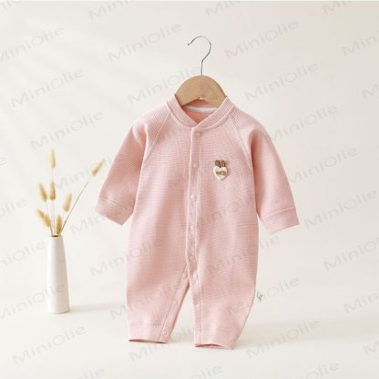 Baby Waffle Heart Snap Front Long Sleeve Romper - Pink - 18-24M - image 3