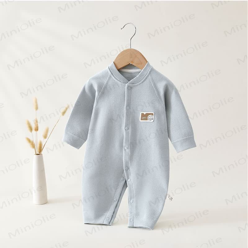 Baby Waffle Heart Snap Front Long Sleeve Romper - Blue - 18-24M - image 4