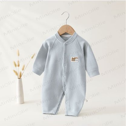 Baby Waffle Heart Snap Front Long Sleeve Romper - Blue - 18-24M - image 4