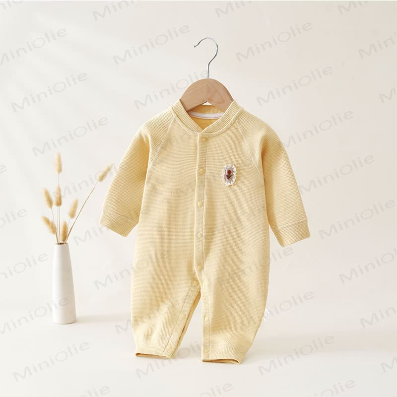 Baby Waffle Heart Snap Front Long Sleeve Romper - Yellow - 18-24M - image 5