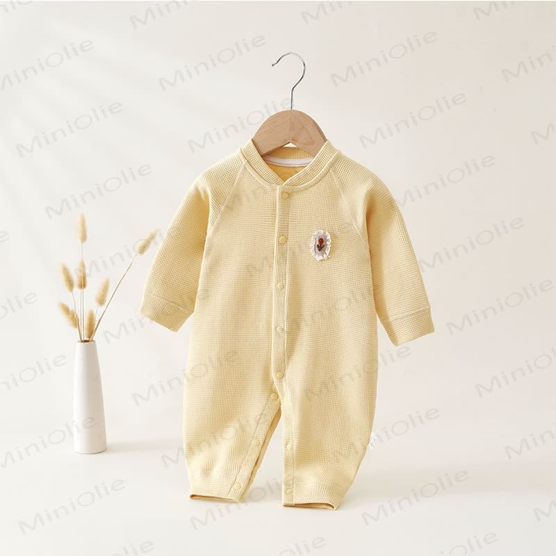 Baby Waffle Heart Snap Front Long Sleeve Romper - Yellow - 18-24M - image 5