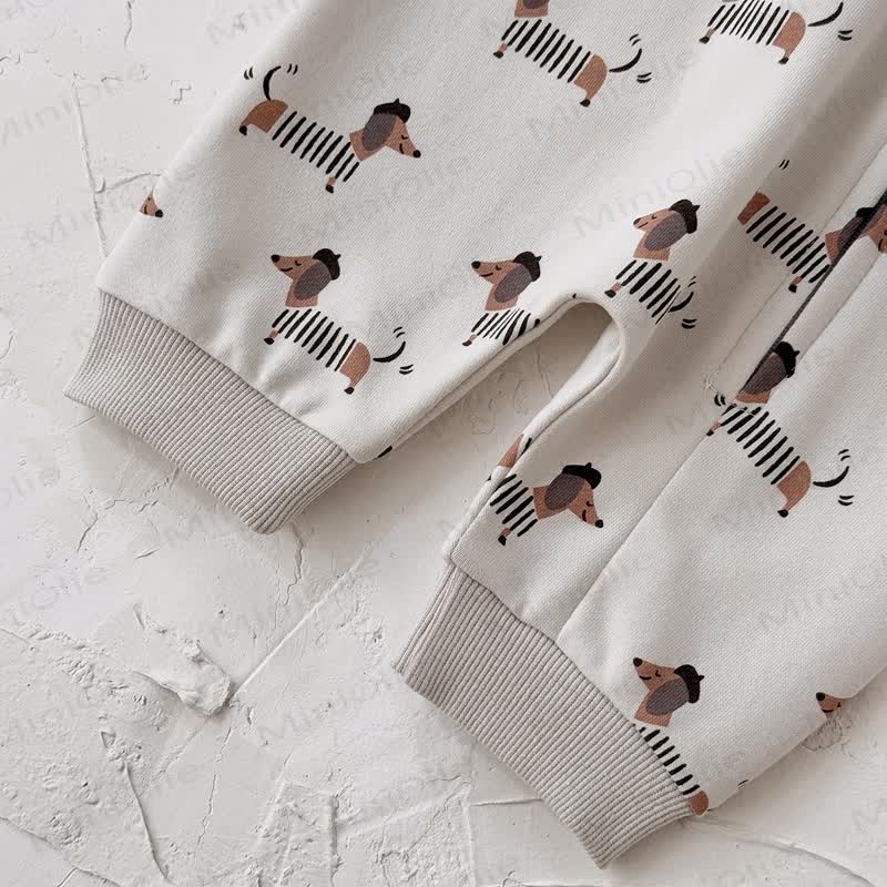 Baby Dachshund Print Hooded Cotton Zip Romper - image 8