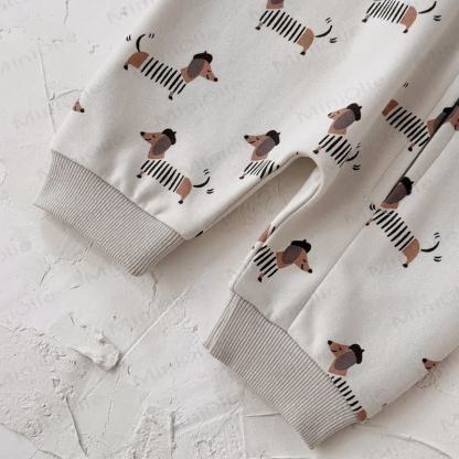 Baby Dachshund Print Hooded Cotton Zip Romper - image 8
