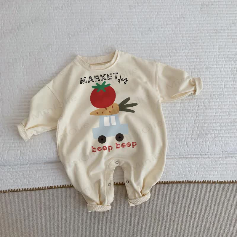 MARKET DAY BEEP BEEP Baby Toddler Beige Romper - Beige - 2-3T - image 1