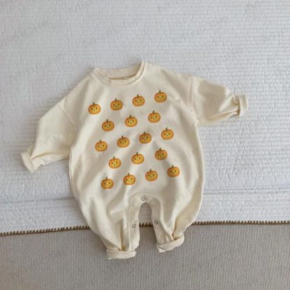 Baby Toddler Cartoon Pumpkin Beige Romper - Beige - 2-3T - image 1