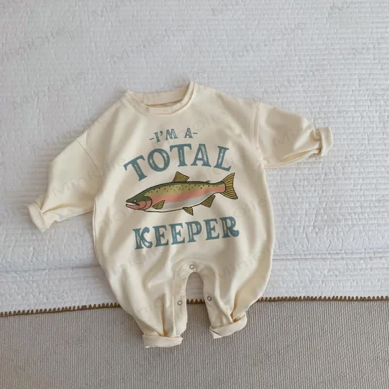  I'M A TOTAL KEEPER Baby Toddler Fish Beige Romper - Beige - 2-3T - image 1