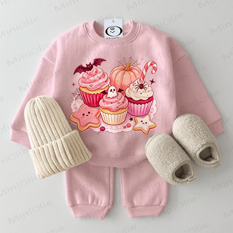 Baby Halloween Cupcake Pink Sweatshirt and Pants 2-piece Set - Pink - 2-3T - image 1