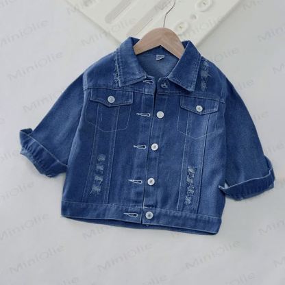 Toddler Kid Fire Truck Print Denim Jacket - image 2