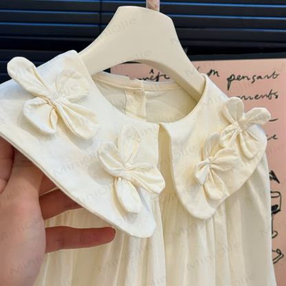 Toddler Girl Vintage 3D Floral Ruffle Collar Shirt - image 2