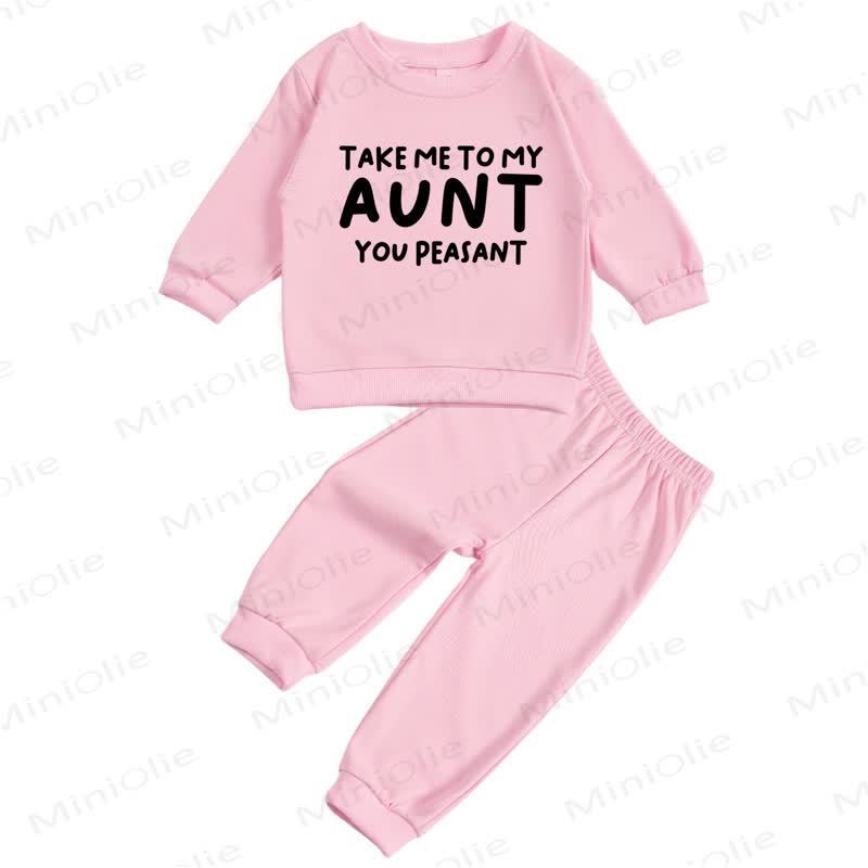 TAKE ME TO MY AUNT YOU PEASANT Baby 2-piece Set - Pink - 2-3T - image 1