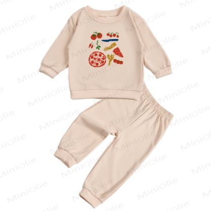 Baby Italian Food Print 2-piece Set - Beige - 2-3T - image 1