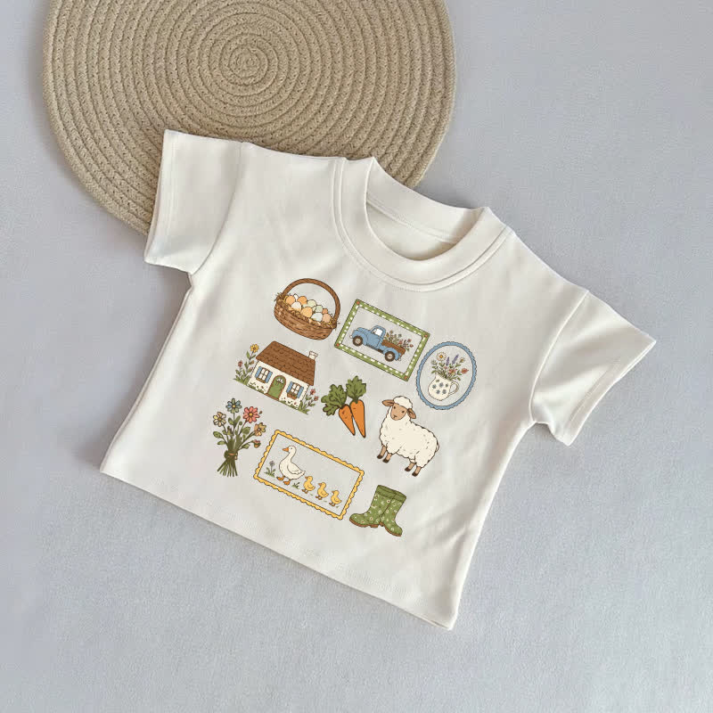 Baby Farm Print Beige Casual T-Shirt - Beige - 2-3T - image 1