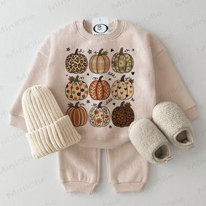 Baby Pumpkin Print Sweatshirt 2-piece Set - Beige - 2-3T - image 1