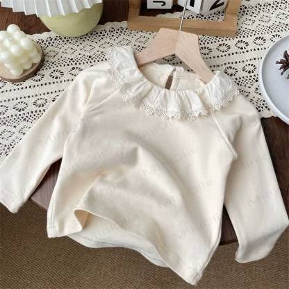 Toddler Girl Ruffle Collar Shirt - Beige - 6-7T - image 2