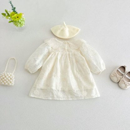 Baby Girl Lace Collar Long Sleeve Dress - image 2