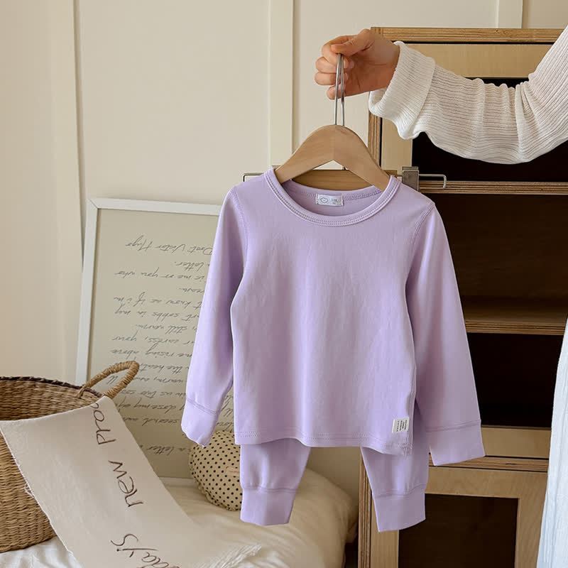 Toddler Solid Color Crew Neck Top and Pants Pajama 2-piece Set - Purple - 10-11T - image 9