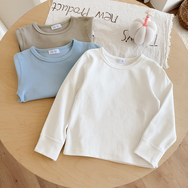 Toddler Solid Color Crew Neck Top and Pants Pajama 2-piece Set - image 10