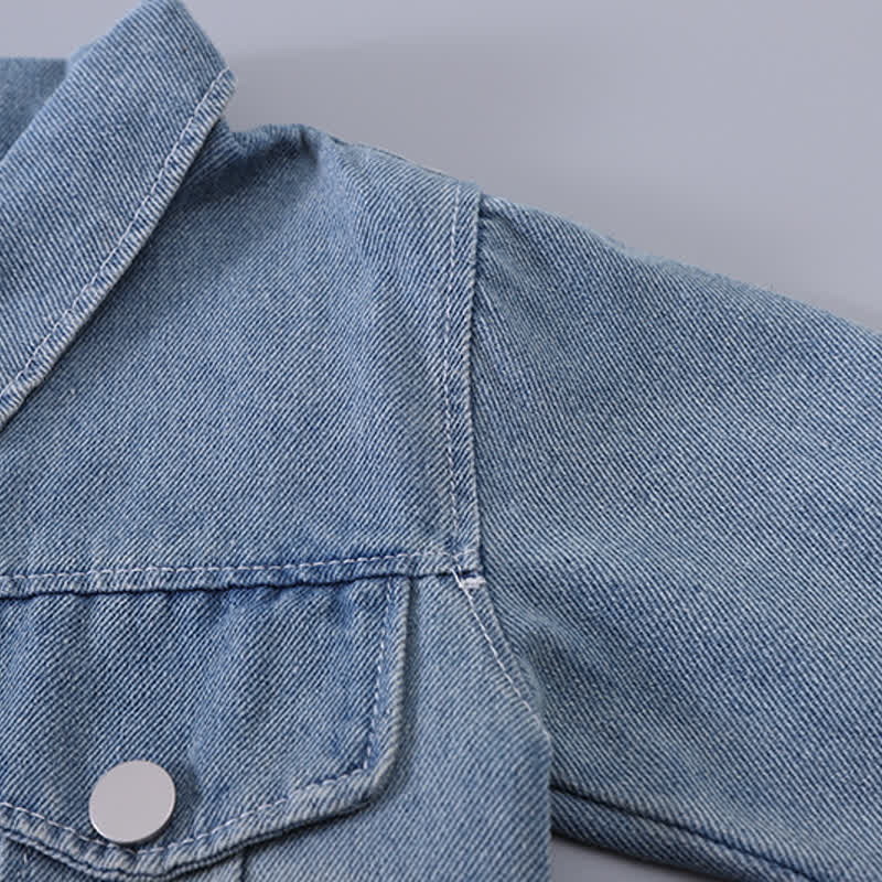 Toddler Baby Girls Denim Jacket and Jogger Pants 3-piece Set - image 6