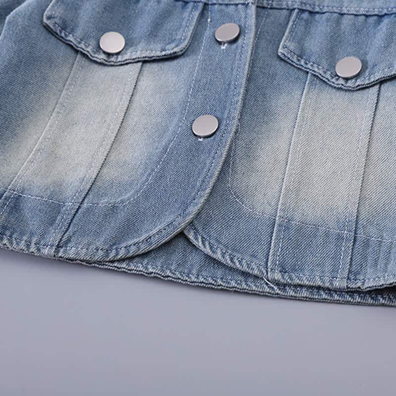 Toddler Baby Girls Denim Jacket and Jogger Pants 3-piece Set - image 7