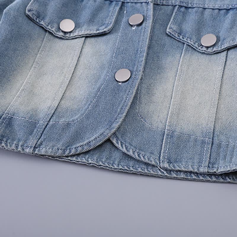 Toddler Baby Girls Denim Jacket and Jogger Pants 3-piece Set - image 7
