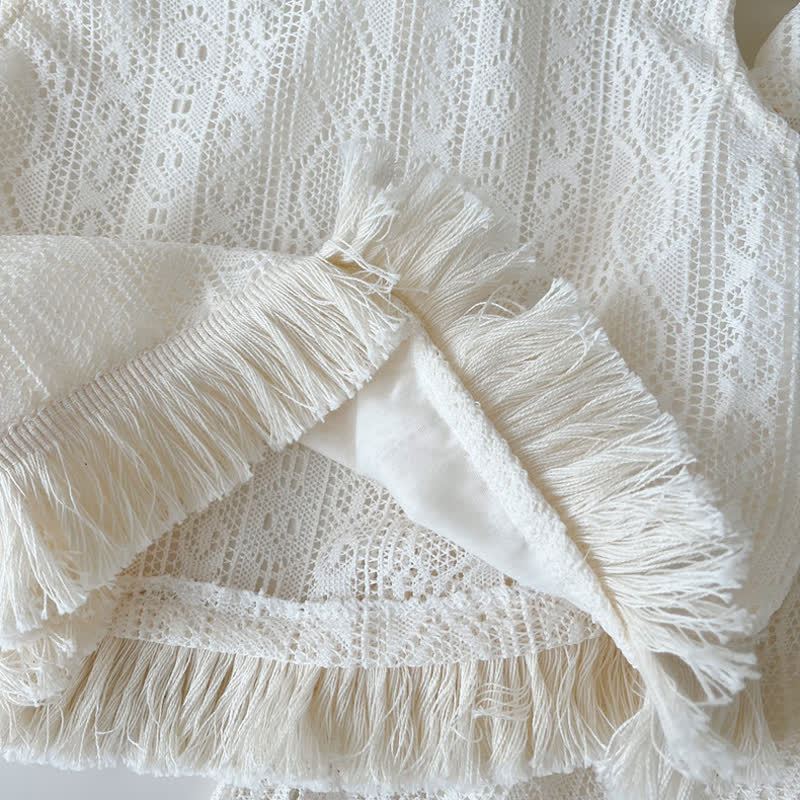 Toddler Girl White Crochet Tassel Sleeveless Top and Pants 2-piece Set - image 5