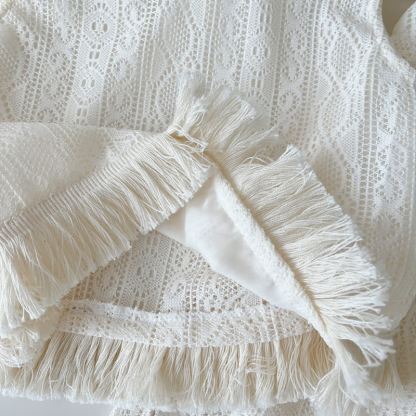 Toddler Girl White Crochet Tassel Sleeveless Top and Pants 2-piece Set - image 5