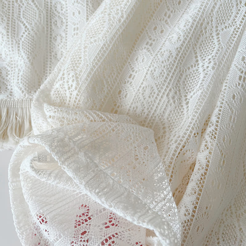 Toddler Girl White Crochet Tassel Sleeveless Top and Pants 2-piece Set - image 7