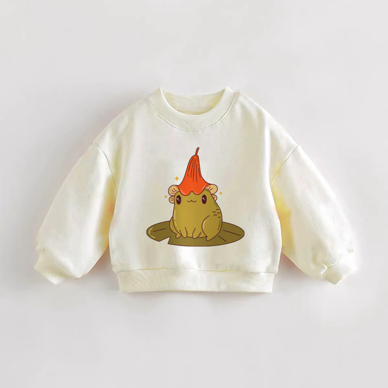Baby Toddler Frog Cream Sweatshirt - Cream - 3-5T - image 1
