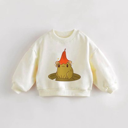 Baby Toddler Frog Cream Sweatshirt - Cream - 3-5T - image 1