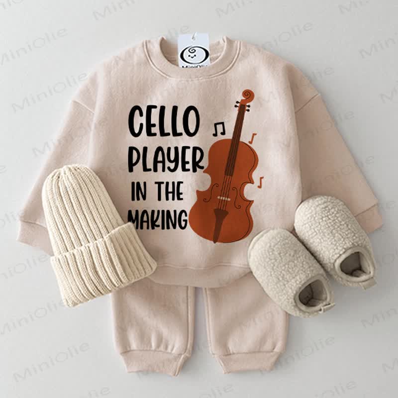 CELLO PLAYER IN THE MAKING Baby Beige Sweatshirt 2-piece Set - Beige - 2-3T - image 1