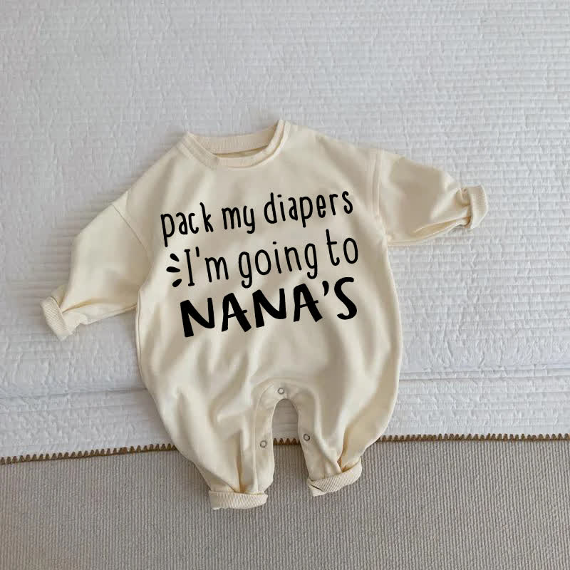 PACK MY DIAPERS I'M GOING TO NANA'S Baby Beige Romper - Beige - 2-3T - image 1