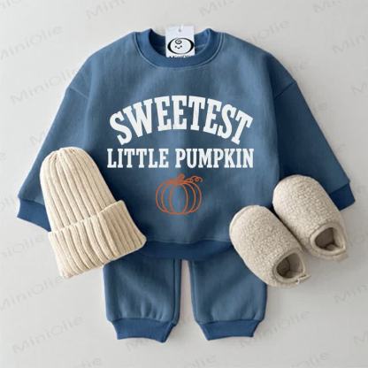 SWEETEST LITTLE PUMPKIN Baby Sweatshirt 2-piece Blue Set - Blue - 2-3T - image 1