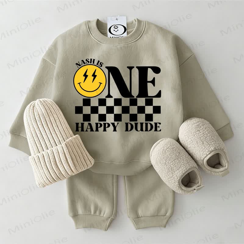 NASH IS ONE HAPPY DUDE Baby Sweatshirt 2-piece Grey Green Set - Grey Green - 2-3T - image 1