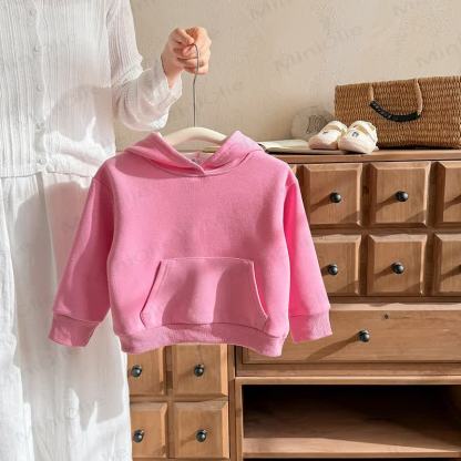 Toddler Kid Solid Color Sweatshirt - Deep Pink - 10-11T - image 5