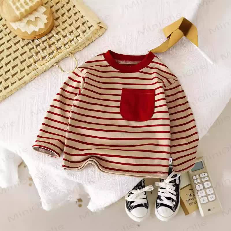 Toddler Soft Striped Long Sleeve Shirt - Red - 8-9T - image 2