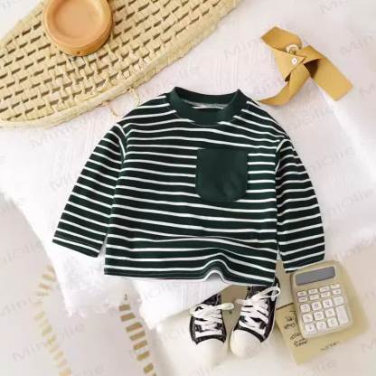 Toddler Soft Striped Long Sleeve Shirt - Green - 8-9T - image 3