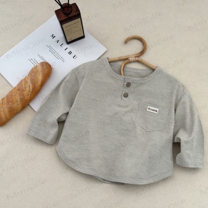 DULAMB Baby Solid Color Long Sleeve Shirt - Gray - 10-11T - image 3