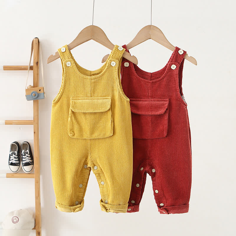 Baby Toddler Solid Color Vintage Corduroy Pocket Overall - image 1