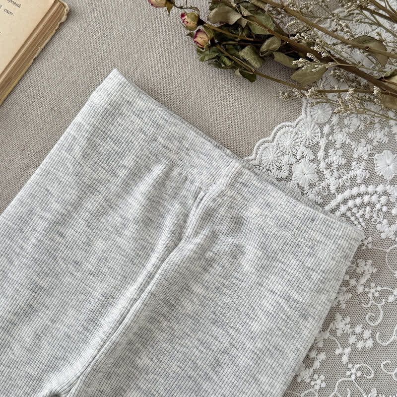 Baby Girl Solid Color Ribbed Lace Pocket Leggings - image 5