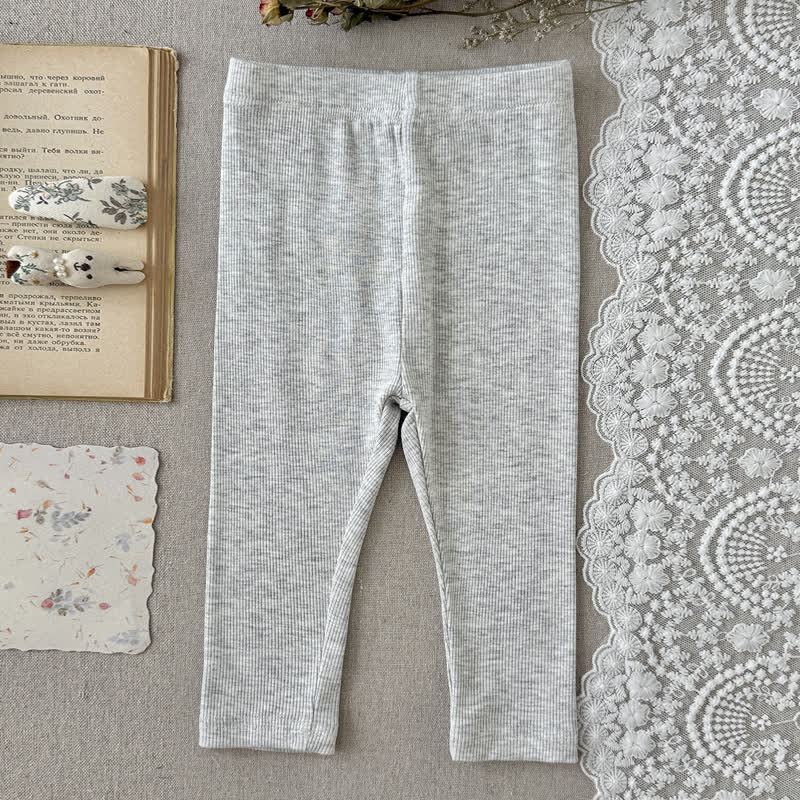 Baby Girl Solid Color Ribbed Lace Pocket Leggings - image 4