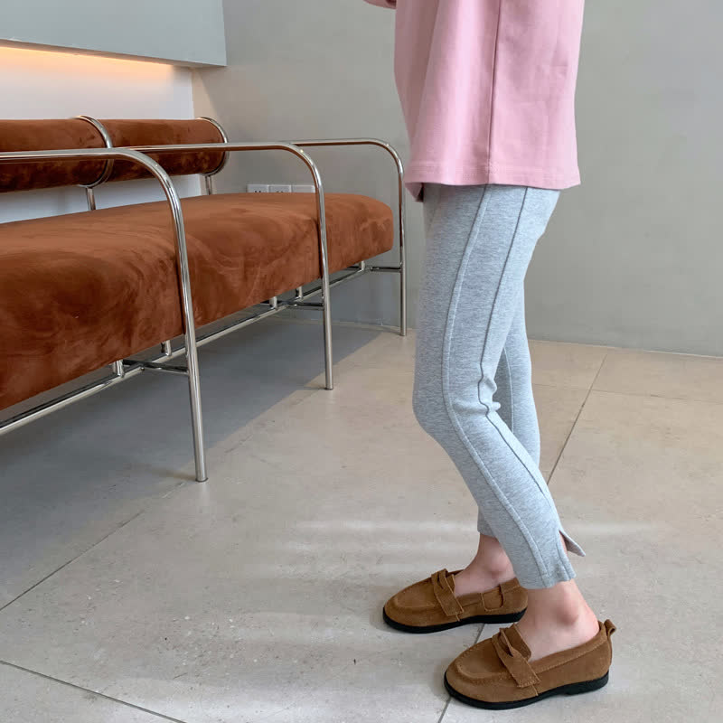 Toddler Girl Solid Color Side Slit Leggings - Light Gray - 8-9T - image 4
