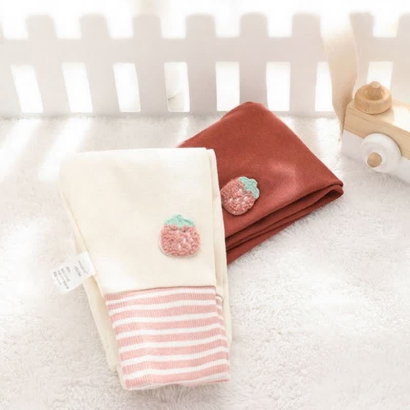 Toddler Baby Strawberry/Flower Applique Striped Cuff Leggings - image 8