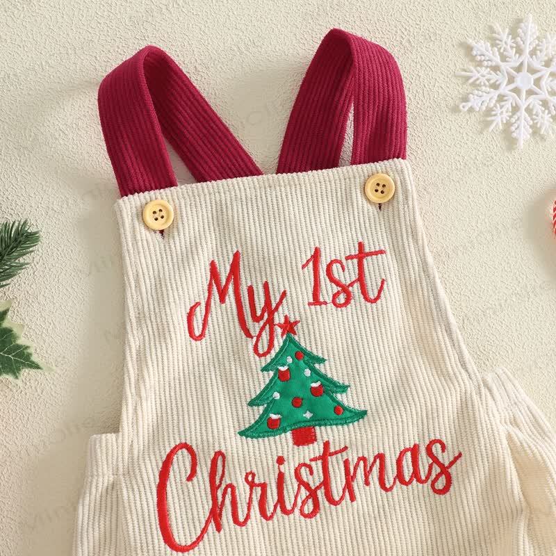 MY 1ST CHRISTMAS Baby Embroidered Suspender Bodysuit - image 3