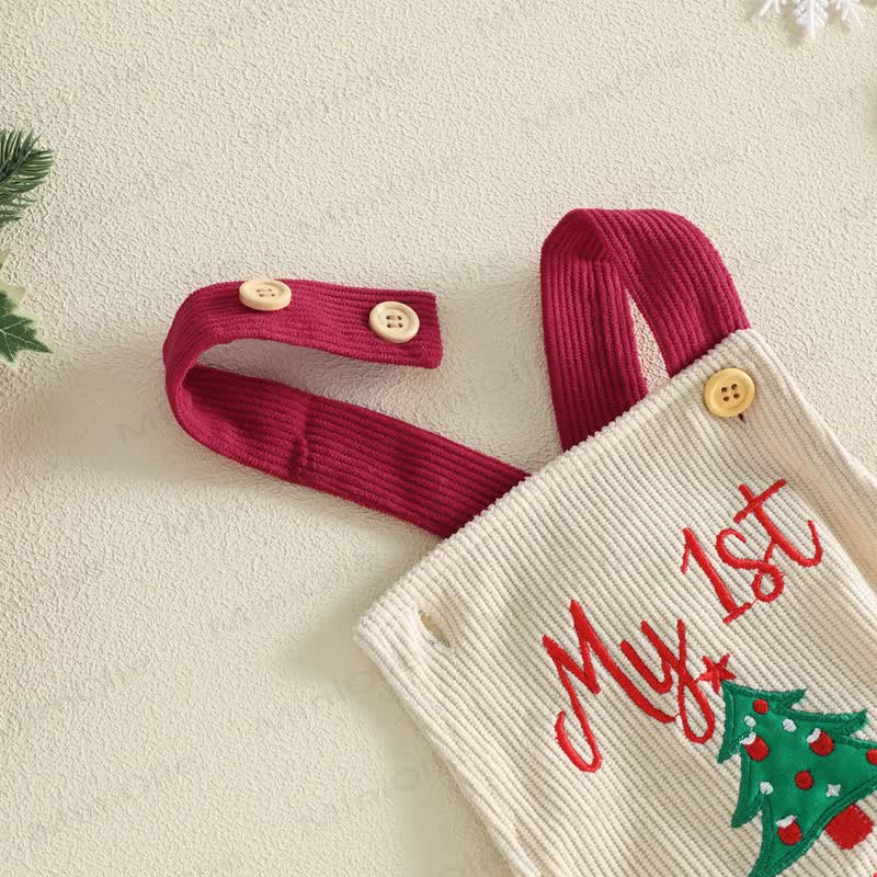 MY 1ST CHRISTMAS Baby Embroidered Suspender Bodysuit - image 4