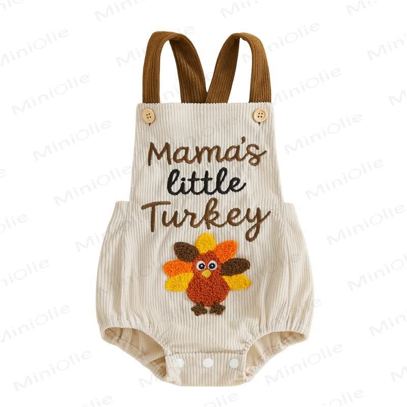 TURKEY/Croissant Baby Corduroy Suspender Bodysuit - Little Turkey - 12-18M - image 2