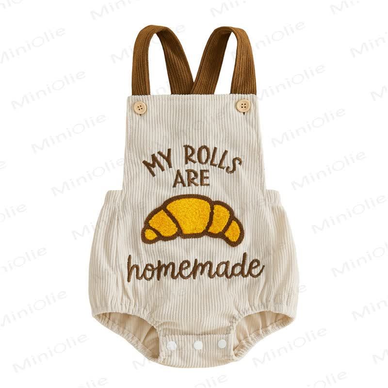 TURKEY/Croissant Baby Corduroy Suspender Bodysuit - Croissant - 12-18M - image 4