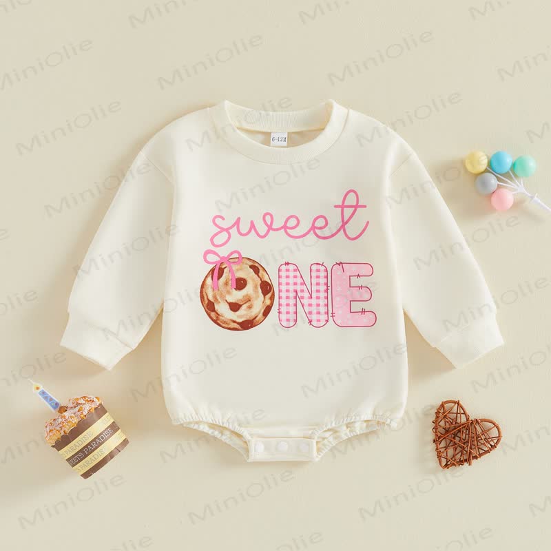 SWEET ONE Baby Birthday Donut Bodysuit - White - 12-18M - image 2