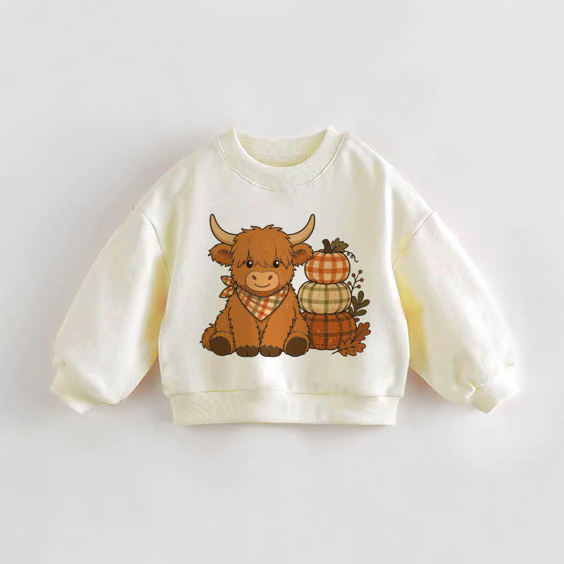 Baby Toddler Pumpkin & Cow Cream Sweatshirt - Cream - 3-5T - image 1