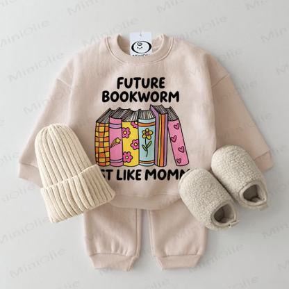 FUTURE BOOKWORM JUST LIKE MOMMY Baby Sweatshirt 2-piece Set - Beige - 2-3T - image 1