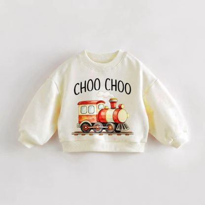 CHOO CHOO Baby Toddler Train Cream Sweatshirt - Cream - 3-5T - image 1
